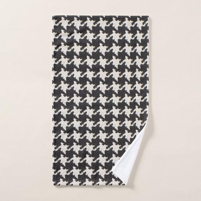 Motif Pied-de-Poule Noir Blanc (Serviette à main)