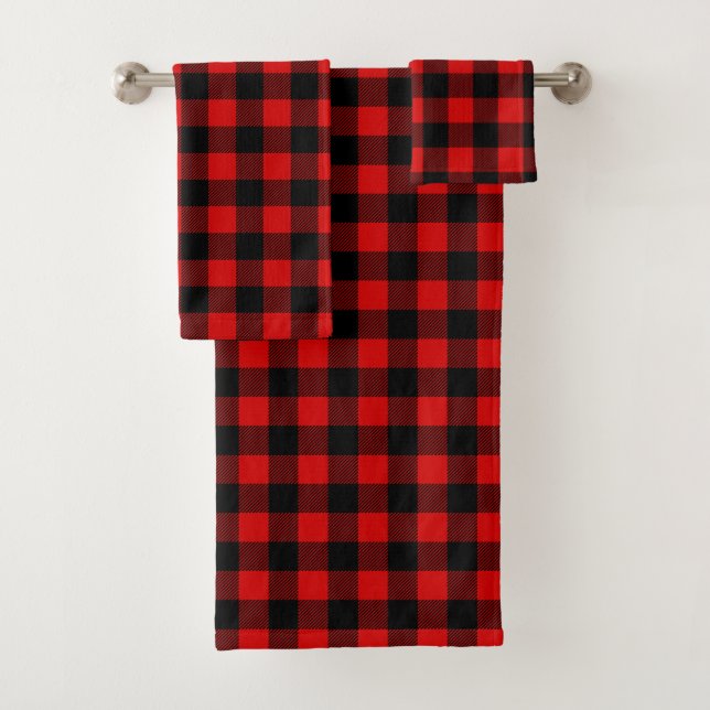 Motif Plaid de bison noir rouge (En situation)