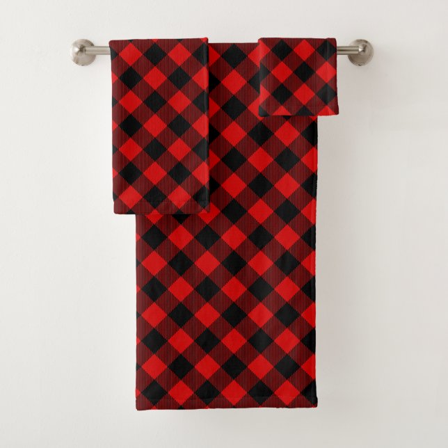 Motif Plaid de bison noir rouge (En situation)