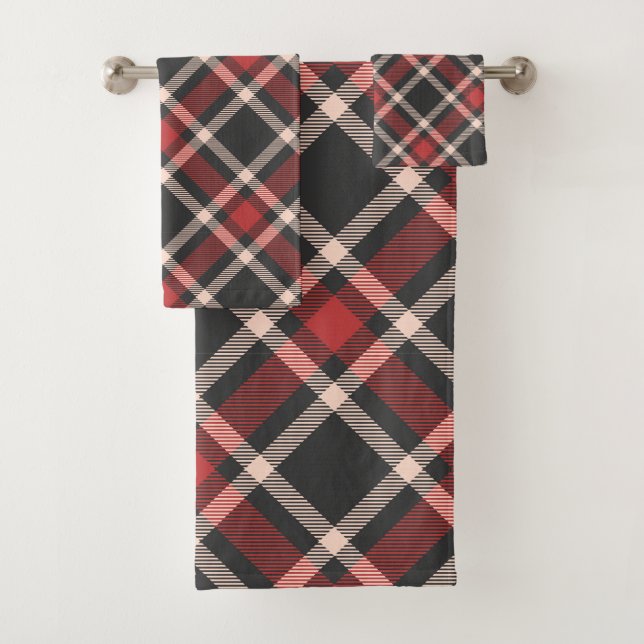 Motif plaid en rouge noir et blanc (En situation)