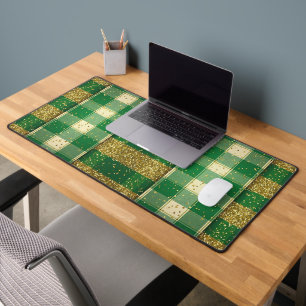 MOTIF PLAID VERT AVEC PAILLETTE D'OR