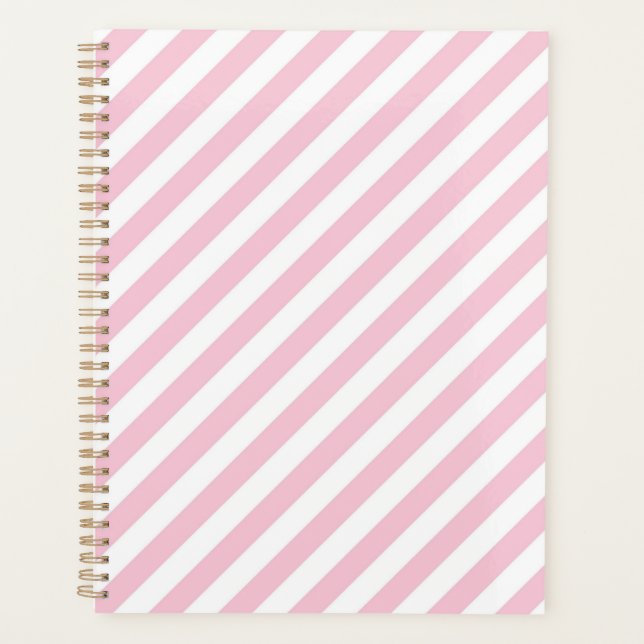 Motif planificateur à bandes blanches et roses dia (Devant)