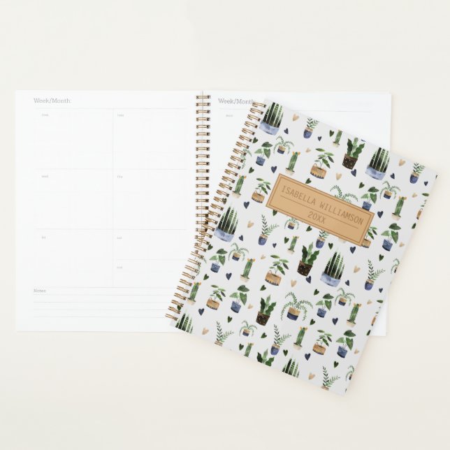 Motif Plante en pointillé Boho Carnet personnalisé (Devant avec enveloppe)