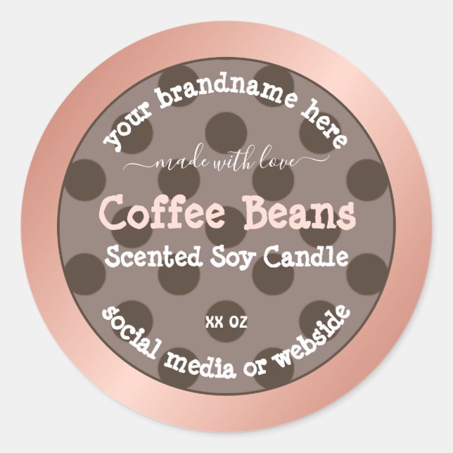 Motif pointillé rose Brown Étiquettes d'emballage  (Devant)