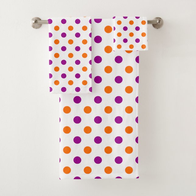 Motif Points Blancs Violet Orange (En situation)