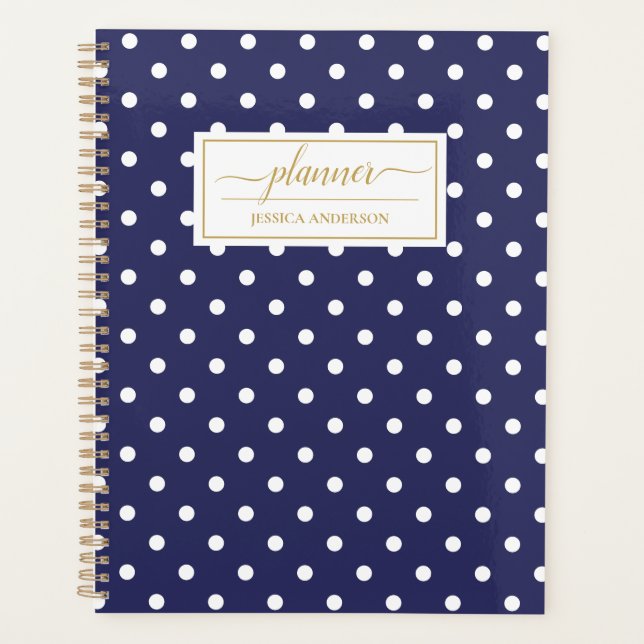 Motif Pois blanc bleu de la marine chic (Devant)