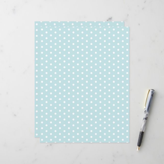 Motif pois Pastel Blue Scrapbook Papier (Devant/Arrière en situation)