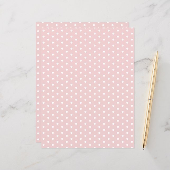 Motif pois Pastel Pink Scrapbook Papier (Devant/Arrière en situation)