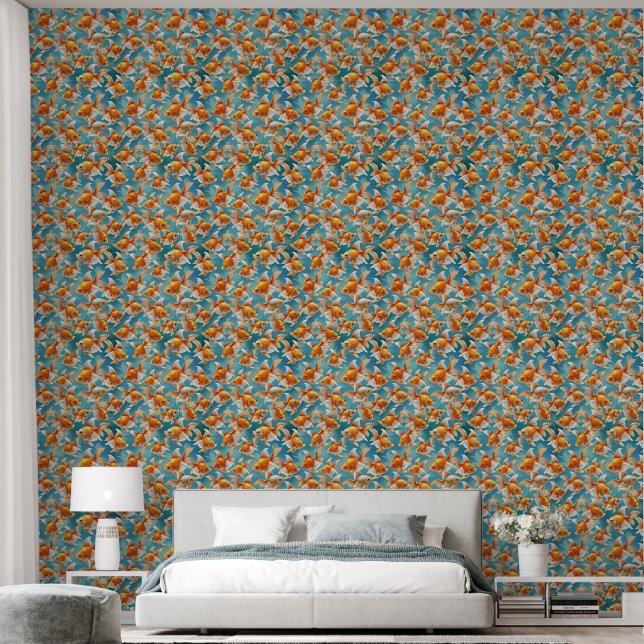 Motif Poisson Rouge | Papier Peint & Conception de (Chambre à coucher)
