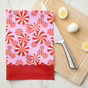 Motif poivre et menthe rouge blanc sur serviette d