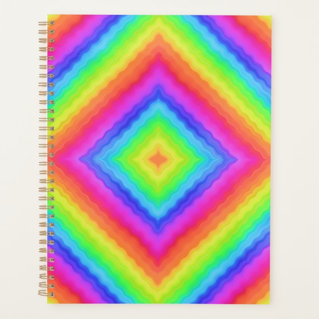 Motif psychédélique carré coloré ondulé  (Devant)