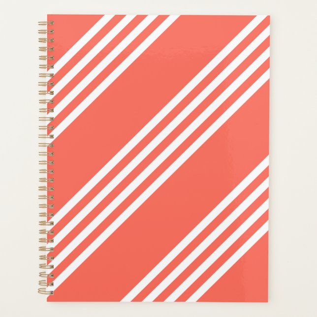 Motif quatre rayures corail vivant et blanc (Devant)