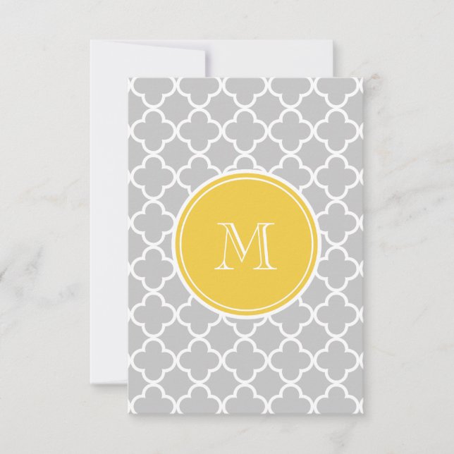 Motif Quatrefoil gris, Monogramme jaune (Devant)