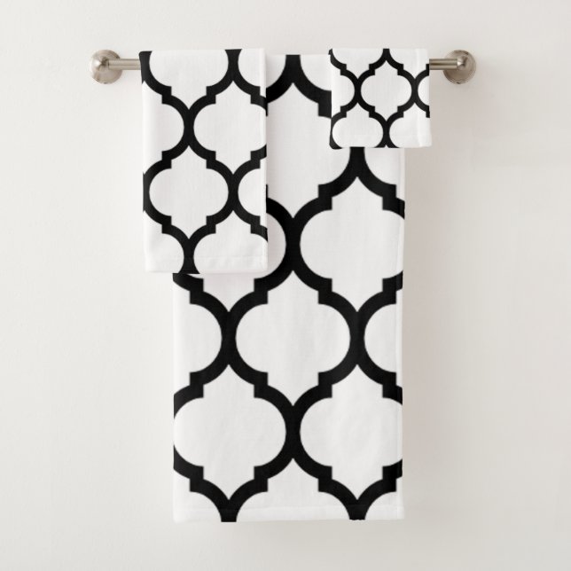 Motif Quatrefoil Marocain blanc et noir (En situation)