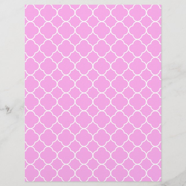 Motif Quatrefoil Rose Et Blanc (Devant)