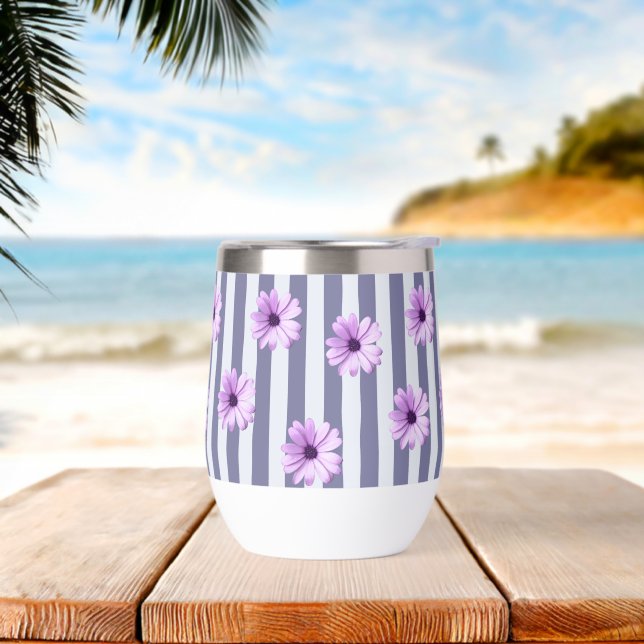 motif rayé avec des marguerites violettes (Yoga)