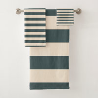 Motif rayé blanc cassé vert-foncé chic