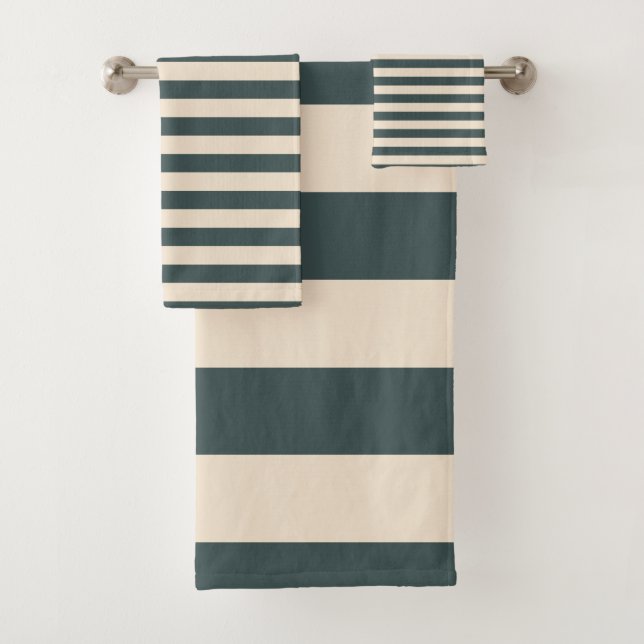 Motif rayé blanc cassé vert-foncé chic (En situation)