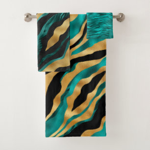 Motif rayé de tigre sarcelle or luxe