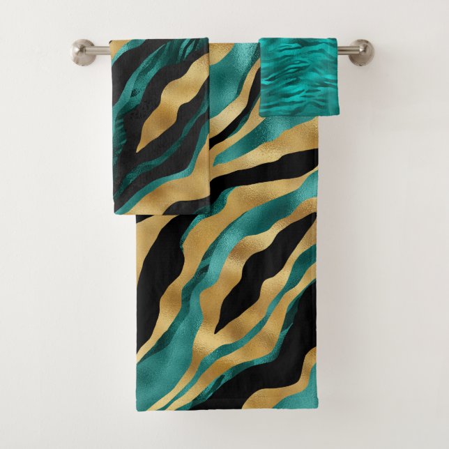 Motif rayé de tigre sarcelle or luxe (En situation)