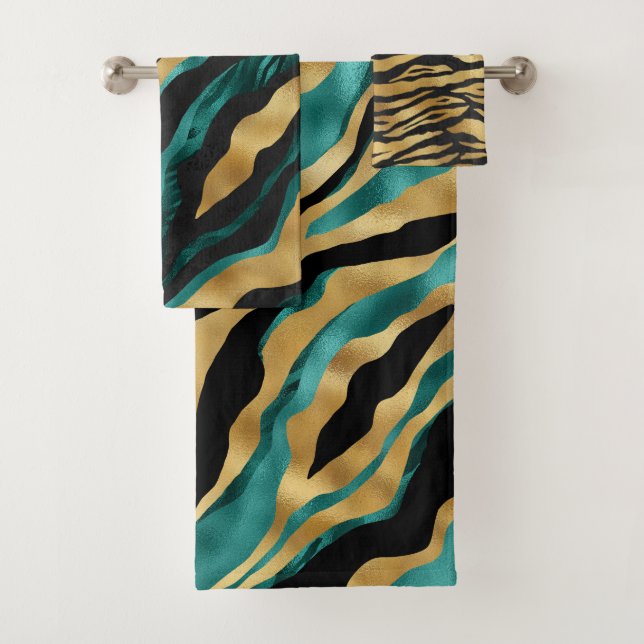 Motif rayé de tigre sarcelle or luxe (En situation)