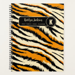 Motif rayé tigre orange noir Monogramme