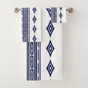Motif rayé tribal aztèque bleu marine et blanc
