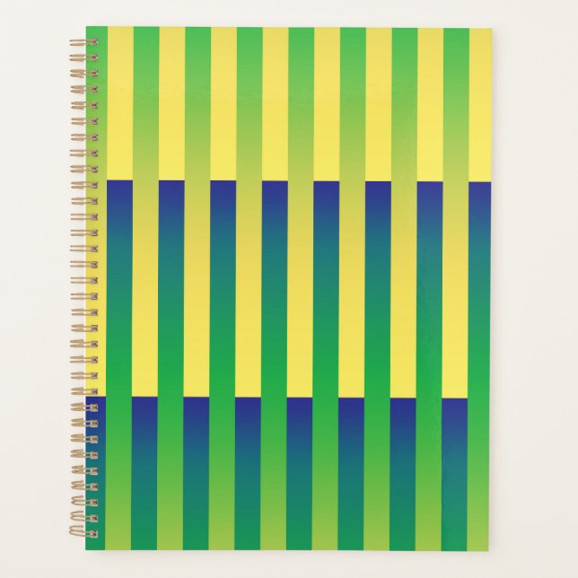 Motif rayé vert jaune bleu (Devant)
