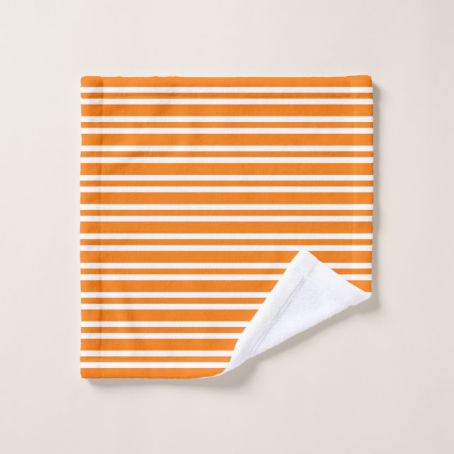 Motif rayures blanches orange (Gant de toilette)