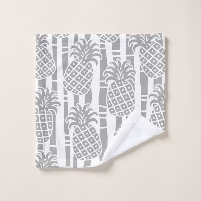 Motif Rayures de Bambou Ananas Tiki (Gant de toilette)