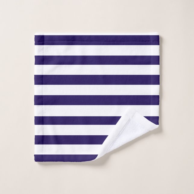 Motif rayures indigo et blanc  (Gant de toilette)