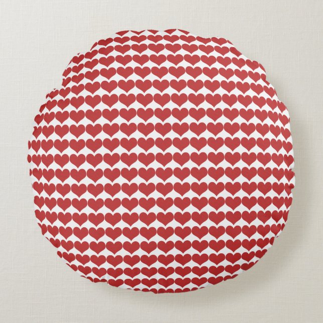 Motif Red Cute Hearts Coussin rond (Devant)