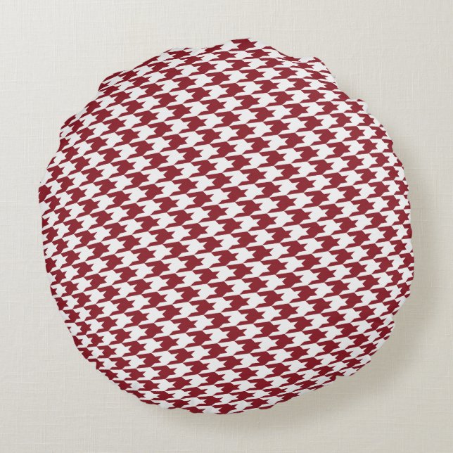 Motif Red Houndstooth Coussin rond (Dos)
