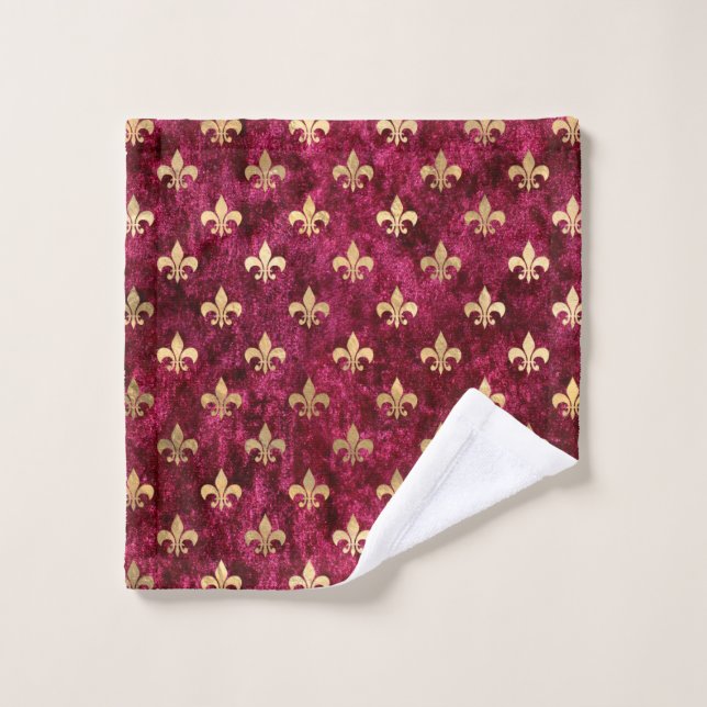 Motif Red Velvet Fleur De Lis Mardi Gras Orleans (Gant de toilette)