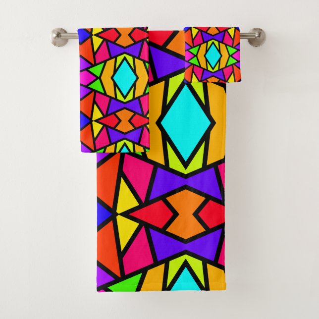 Motif Répété Géométrique Patchwork Couleurs Arc-en (En situation)