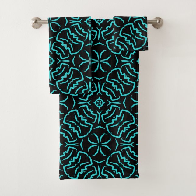 Motif Répétitif Sans Couture En Turquoise Sur Fond (En situation)