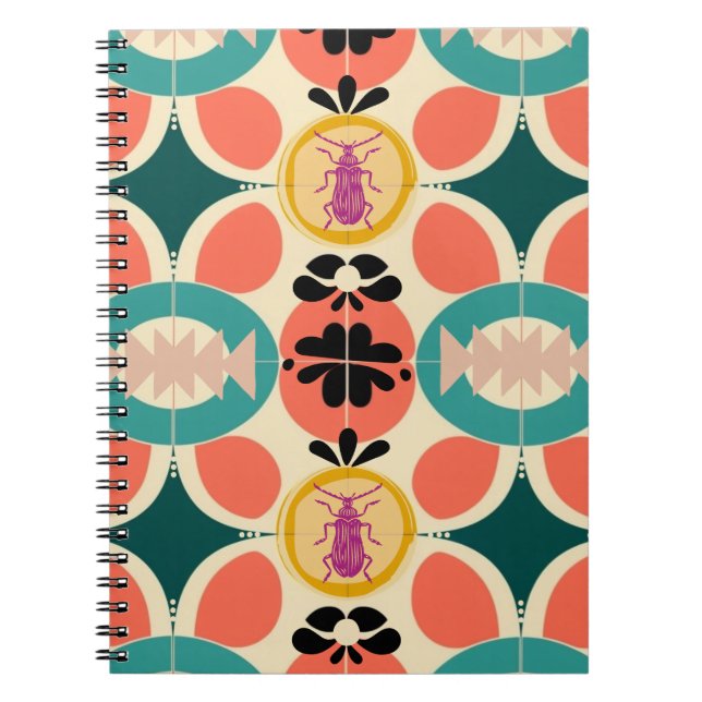 Motif Rétro Coléoptère | Journal de Notes (Devant)
