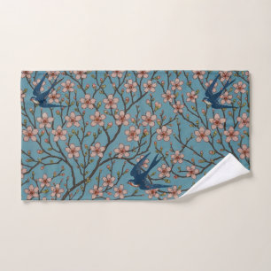 Motif rétro de l'hirondelle à fleurs bleues par Wa