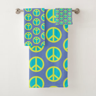 Motif rétro hippie de paix en bleu  