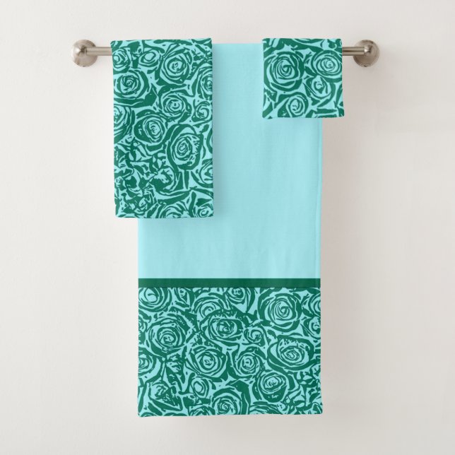 Motif Rose Abstrait moderne, Turquoise et Aqua (En situation)