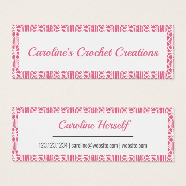 Motif rose avec Crochet blanc Carte de visite (Devant & derrière)