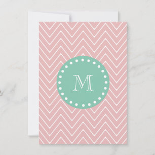 Motif rose Chevron Monogramme vert à la menthe