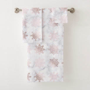 Motif rose de Noël de flocon de neige d'or et de