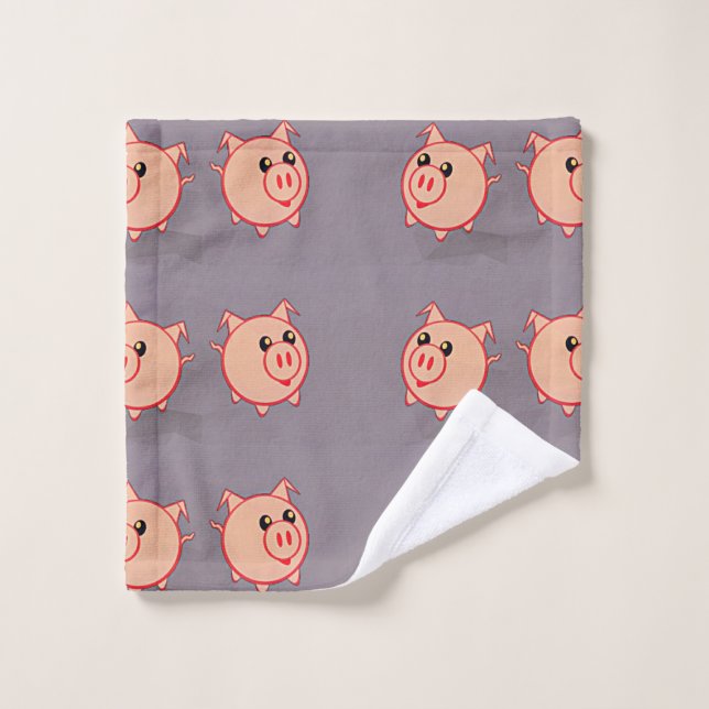Motif rose de porcs sur le gris (Gant de toilette)