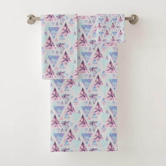 Motif rose et bleu d'aquarelle de palmier (En situation)