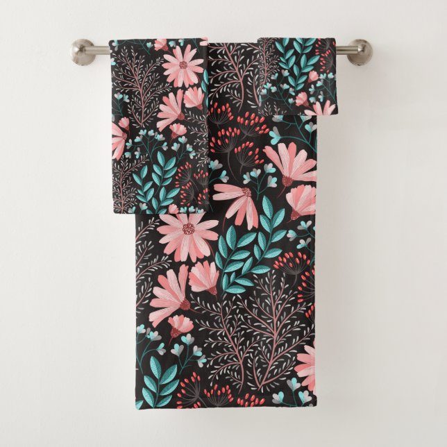 Motif rose et Turquoise floral foncé (En situation)