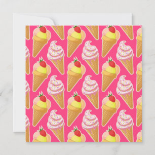 Motif rose Kawaii avec crème glacée aux fraises