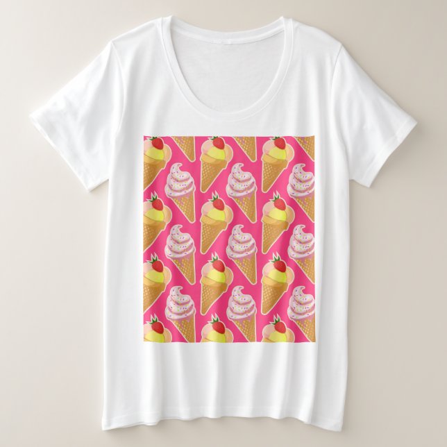 Motif rose Kawaii avec crème glacée aux fraises (Design devant)