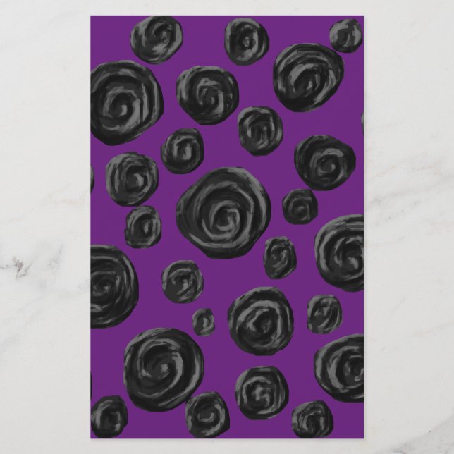 Motif Rose noir sur violet foncé. (Devant)