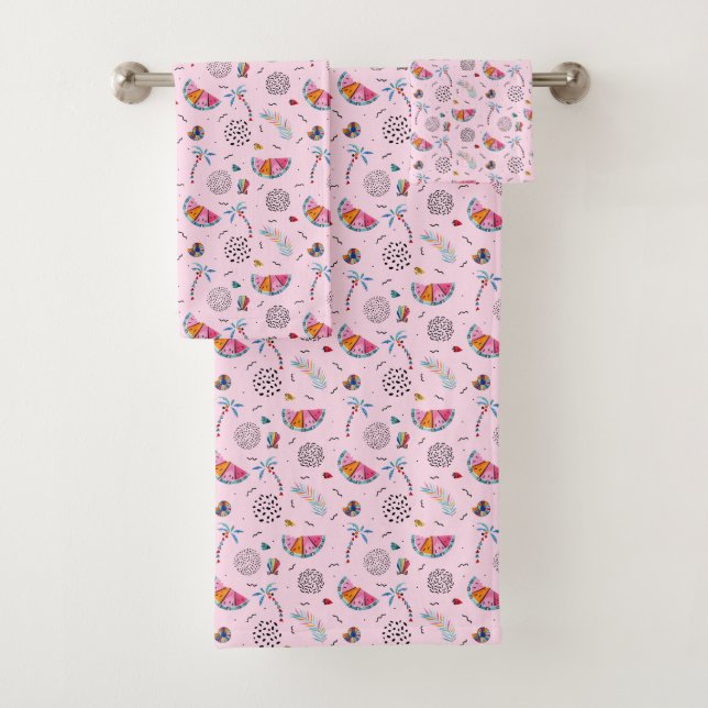 Motif rose tropical de style de Memphis (En situation)